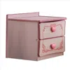 Hivvago 2 Drawer Wooden Nightstand With Heart Knob Pulls, Pink In Pink