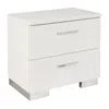 Hivvago 2 Drawer Wooden Nightstand With Metal Base And Bar Handles, White In White