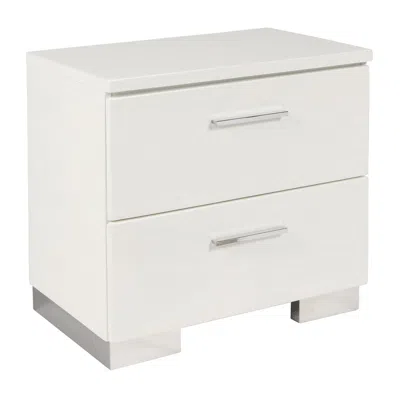 Hivvago 2 Drawer Wooden Nightstand With Metal Base And Bar Handles, White