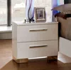 Hivvago 2 Drawer Wooden Nightstand With Metal Pulls, Glossy White