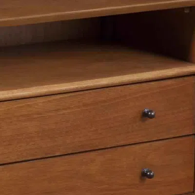 Hivvago 2 Drawer Wooden Nightstand With Open Compartment And Splayed Legs, Brown