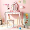Hivvago 2 In 1 Children Pretend Makeup Vanity Set With Removable Mirror And Storage Drawer-white