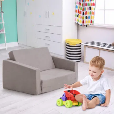 Hivvago 2-in-1 Childrenâ€s Convertible Sofa To Lounger-l In Gray
