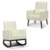 Hivvago 2-in-1 Fabric Upholstered Rocking Chair With Pillow-beige