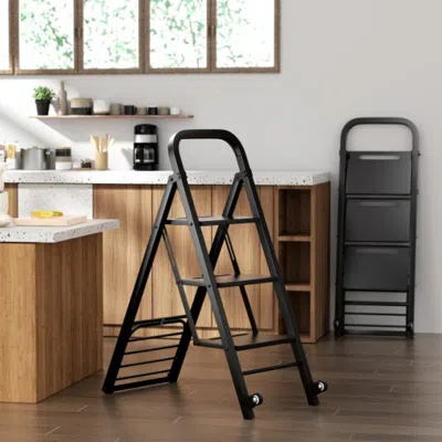 Hivvago 2 In 1 Hand Truck And Ladder Combo With Rubber Wheels And Handle