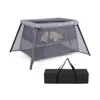 Hivvago 2-in-1 Portable Baby Playpen With Safety Enclosure And Padded Mattress-dark Gray