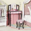 Hivvago 2 In 1 Princess Dressing Table Writing Desk With Cute Leopard Print 3 Makeup Accessories-pink