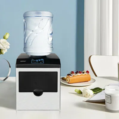 Hivvago 2-in-1 Stainless Steel Countertop Ice Maker With Water Dispenser In White