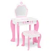 Hivvago 2-in-1 Toddler Vanity Set With Detachable Top & Cute Flower Patterns In Pink