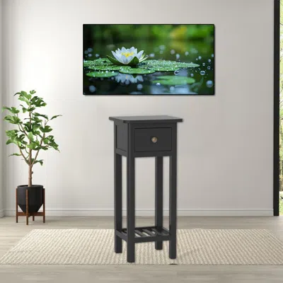 Hivvago 2-layer Compact Bedside Table With Drawer And Storage Shelf In Gray