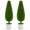 Hivvago 2 Pack 3 Feet Artificial Cedar Teardrop Shaped Bush With Plastic Nursery Pot-green