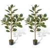 Hivvago 2 Pack 4.3 Feet Tall Artificial Bird Of Paradise Plant Fake Banana Leaf-green