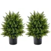 Hivvago 2-pack Artificial Cedar Topiary Ball Tree With Cement Pot