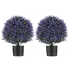 Hivvago 2 Pack Artificial Lavender Topiary Ball Tree Faux Shrub Bushes With Flowers-purple In Purple