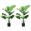 Hivvago 2 Pack Artificial Monstera Deliciosa Tree With 10 Leaves Of Different Sizes