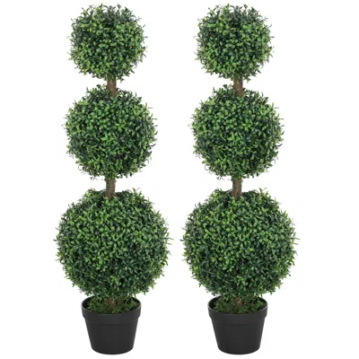 Hivvago 2 Pack Faux Boxwood Topiary Plants Indoor Outdoor Home Decor