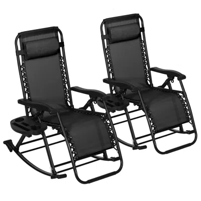 Hivvago 2-pack Foldable Zero Gravity Rocking Chairs In Black