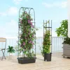Hivvago 2 Pack Garden Planters With Trellis Cucumber Trellis Tomato Cage-black