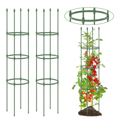 Hivvago 2-pack Garden Trellis Tomato Cage With Adjustable Height-green