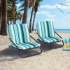 Hivvago 2 Pack Low Folding Beach Chairs For Adults With Cushion-blue