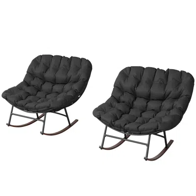 Hivvago 2-pack Patio Rocking Chairs For Garden And Porch In Black