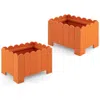Hivvago 2 Pack Rectangular Planter Box With Drainage Gaps For Front Porch Garden Balcony-gray