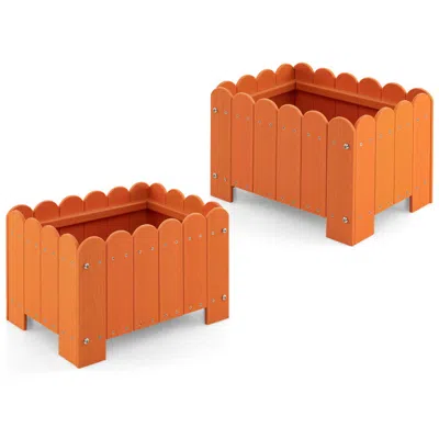 Hivvago 2 Pack Rectangular Planter Box With Drainage Gaps For Front Porch Garden Balcony-gray In Orange