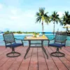 Hivvago 2 Pack Swivel Outdoor Chairs With Soft Cushions And Round Steel Base-navy