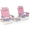 Hivvago 2 Packs 5-position Outdoor Folding Backpack Beach Table Chair Reclining Chair Set-yellow