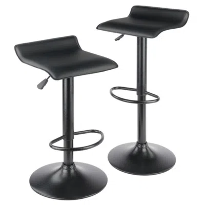 Hivvago 2-pc Adjustable Swivel Stool Set Black And Chrome