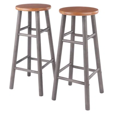 Hivvago 2-pc Counter Stool Set Gray And Teak