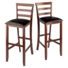 Hivvago 2-pc Cushion Ladder-back Bar Stool Set Black And Walnut