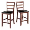 Hivvago 2-pc Cushion Ladder-back Bar Stool Set Black And Walnut