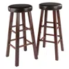 Hivvago 2-pc Cushion Seat Bar Stool Set Espresso And Walnut