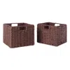 Hivvago 2-pc Foldable Woven Rope Basket Set Walnut