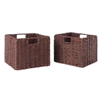 Hivvago 2-pc Foldable Woven Rope Basket Set Walnut In Brown