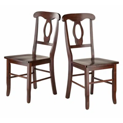 Hivvago 2-pc Key Hole-back Chair Set Walnut In Brown