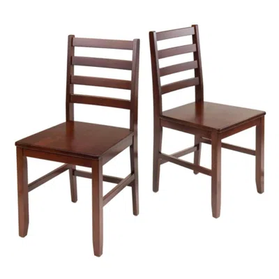 Hivvago 2-pc Ladder-back Chair Set Walnut