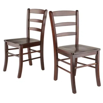 Hivvago 2-pc Ladder-back Chair Set Walnut