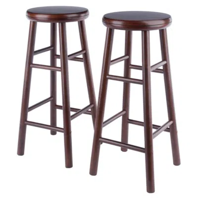 Hivvago 2-pc Swivel Seat Bar Stool Set Walnut