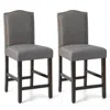 Hivvago 2 Pcs Fabric Nail Head Counter Height Dining Side Chairs Set-gray