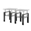 Hivvago 2 Pcs Modern Design Coffee Table Tempered Glass End Table Night Stand - Black In Multi
