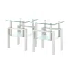 Hivvago 2 Pcs Modern Design Coffee Table Tempered Glass End Table Night Stand - White In Multi
