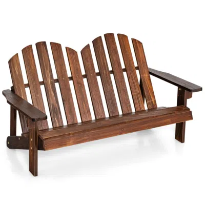 Hivvago 2 Person Adirondack Chair With High Backrest In Burgundy