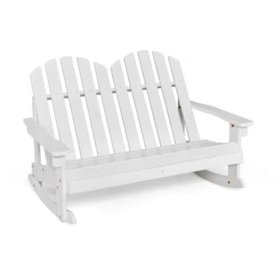 Hivvago 2 Person Adirondack Rocking Chair With Slatted Seat-white