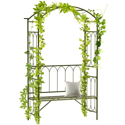 Hivvago 2-person Garden Bench With Trellis Arch For Vines In Black