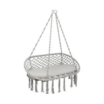 Hivvago 2 Person Hanging Hammock Chair With Cushion Macrame Swing-gray