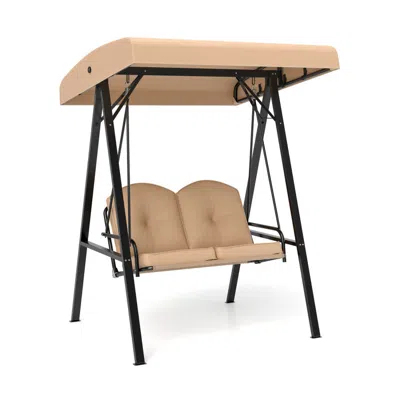 Hivvago 2-person Outdoor Porch Swing With A-shaped Metal Stand And Adjustable Canopy