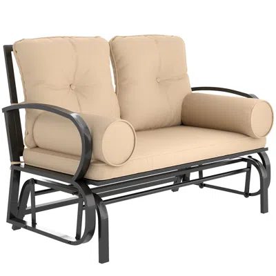 Hivvago 2-person Outdoor Swing Glider Loveseat In Neutral