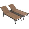 Hivvago 2-person Patio Chaise Lounge With Middle Panel-brown